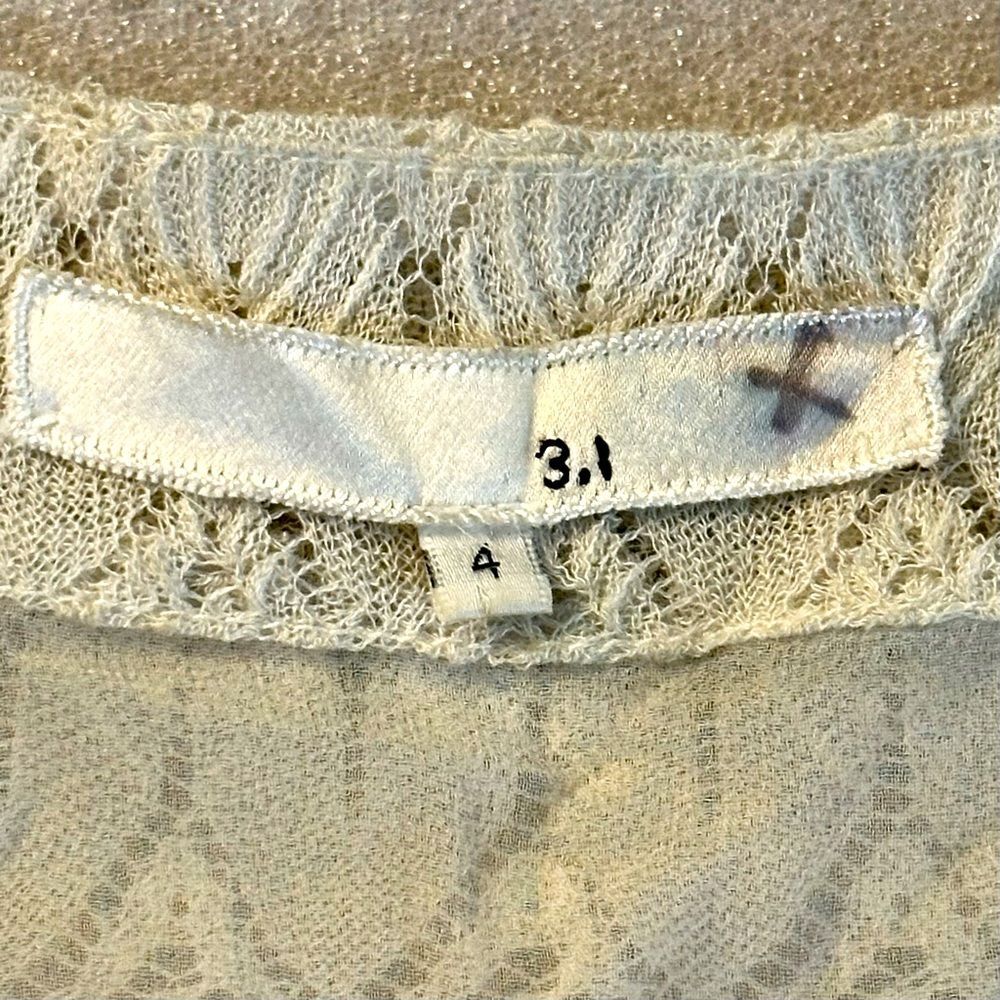 #S1   3.1 Phillip Lim Crochet Lace Top with Silk Bow Sz 4 - Picture 4 of 8